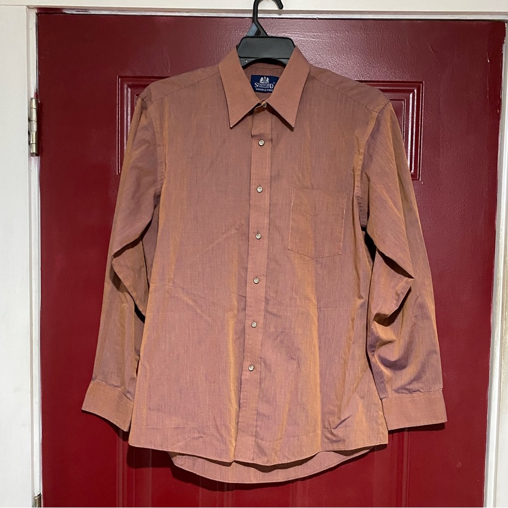Stafford Men's Broadcloth Wrinkle Free Button Up Long Sleeve Dress Shirt Neck 16